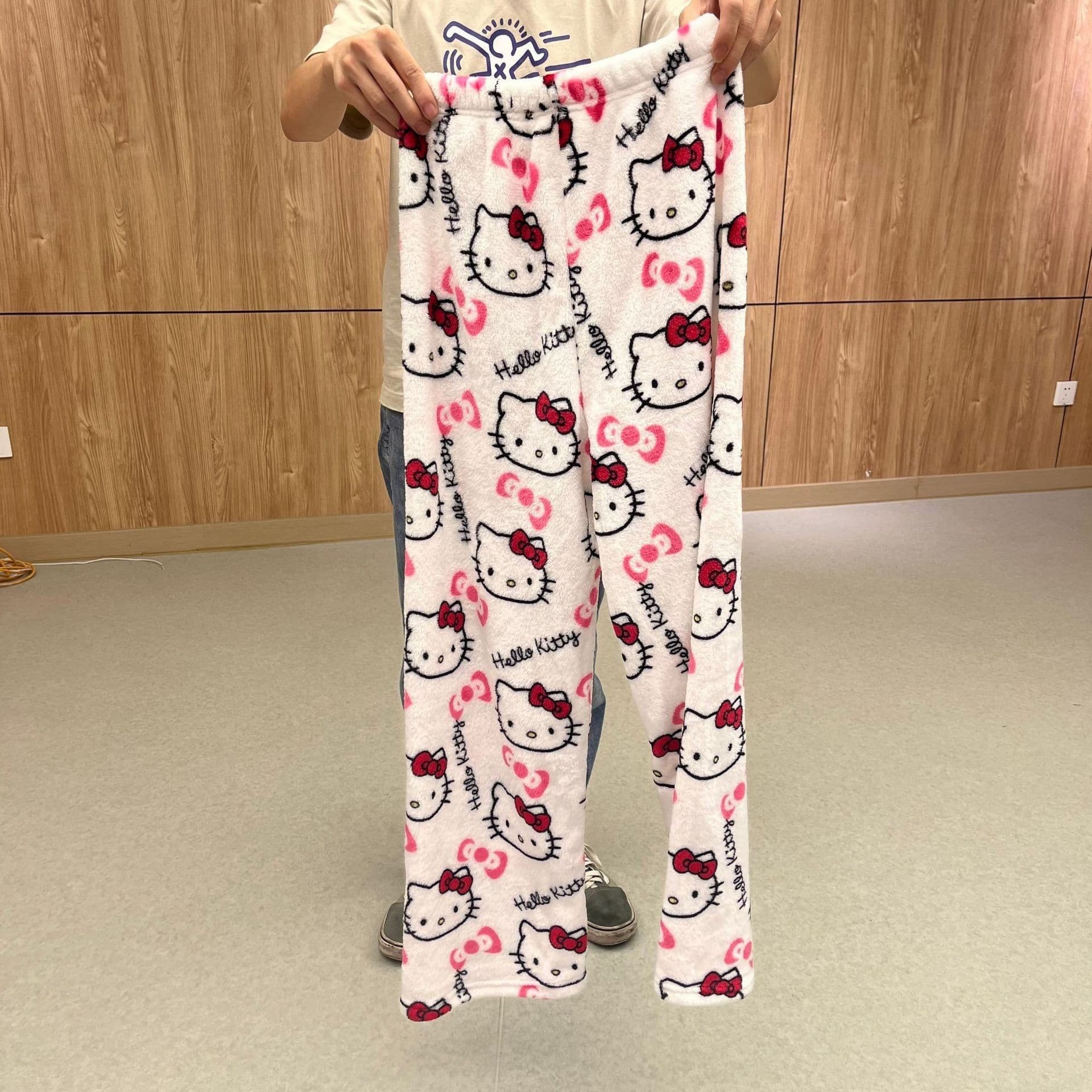 image-Flannel Cartoon Hello Kitty Pajama Pants - Pink