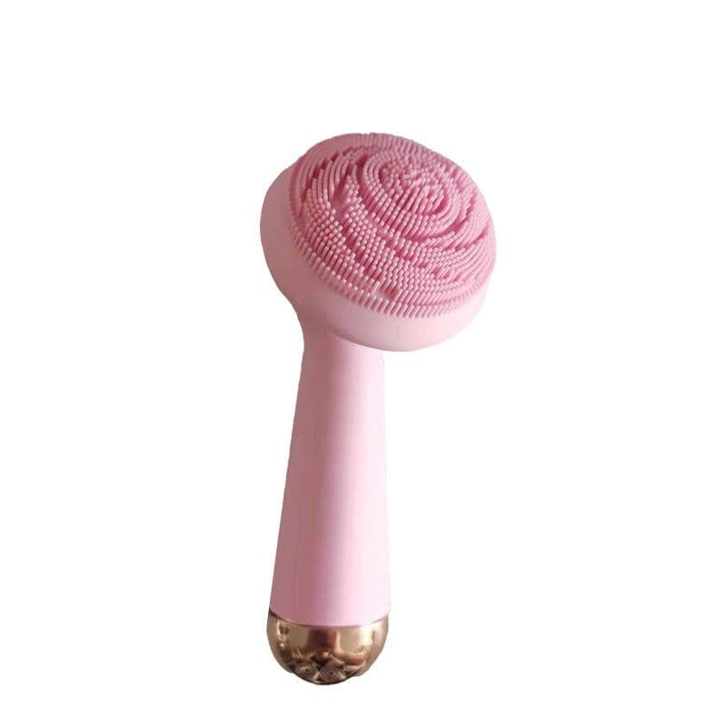 image-Electric Facial Cleanser Brush - Deep Pink Rotating