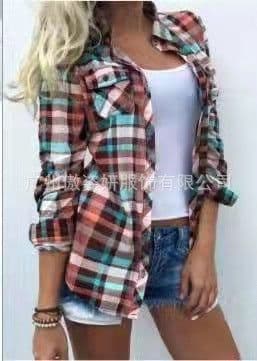 image-2021 cross-border new spring temperament collage cardigan long-sleeved stand-up collar straight-cut women's shirt first-hand source