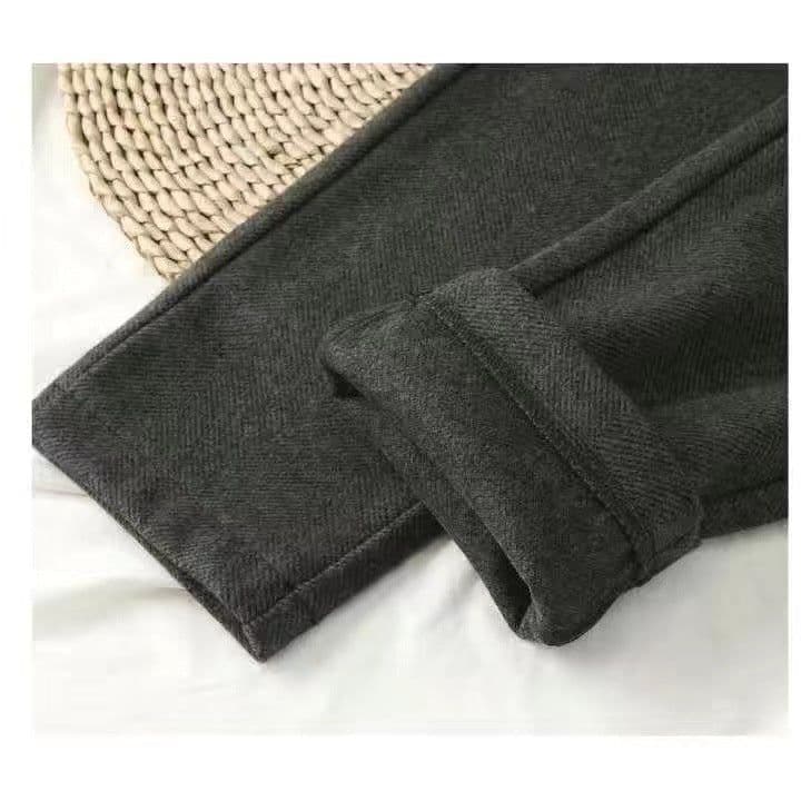 image-Wool Pants Women High Waist Black Cropped Straight