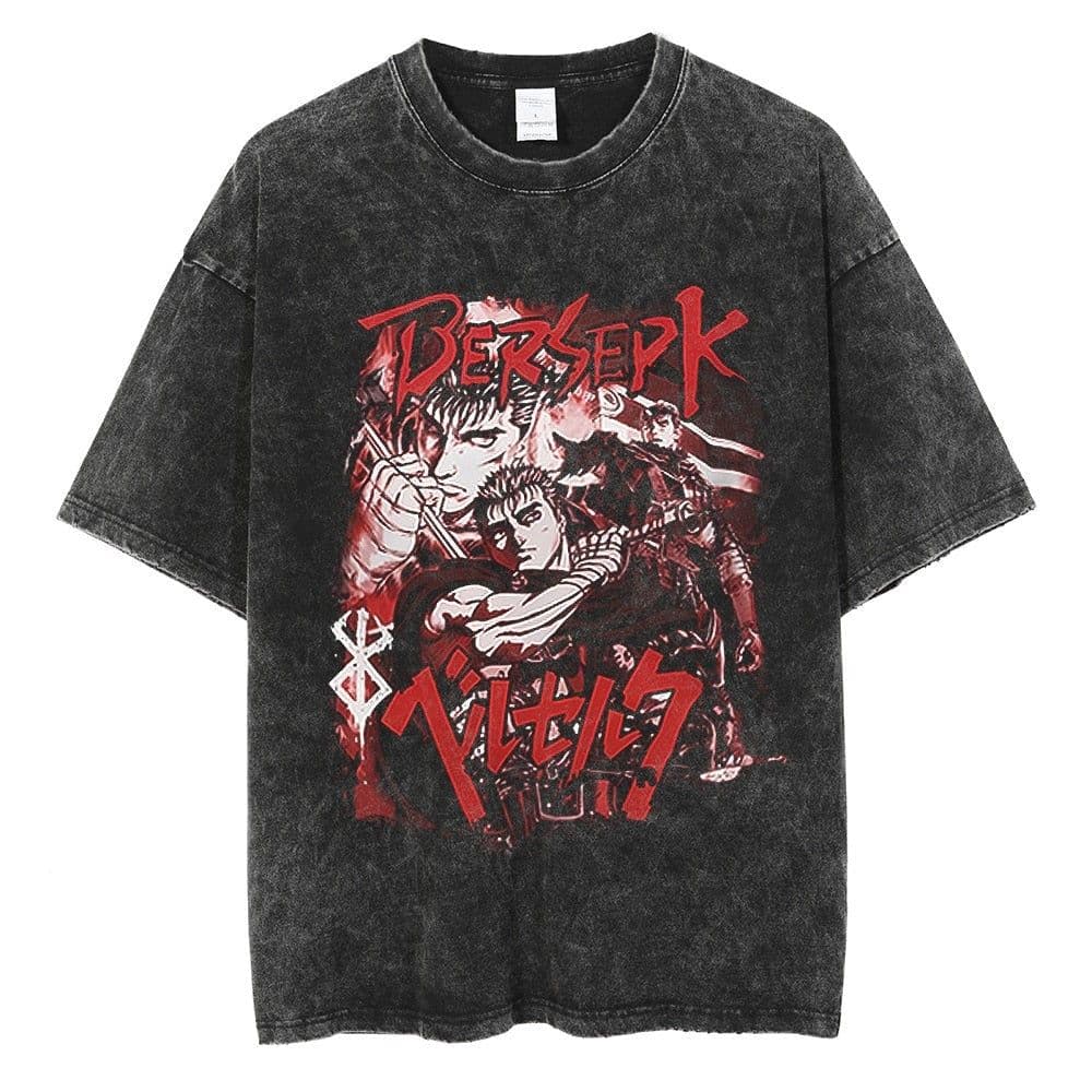 image-Black Cartoon T-Shirt, Breathable, XXXL, Loose Fit, Men's