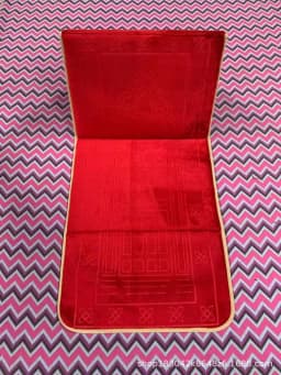 image-Sky Blue Polyester Folding Prayer Mat - 55*145CM Portable