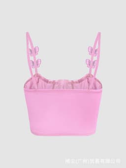image-European & American Slim Camisole, Pink, XL, Polo Collar, Polyester