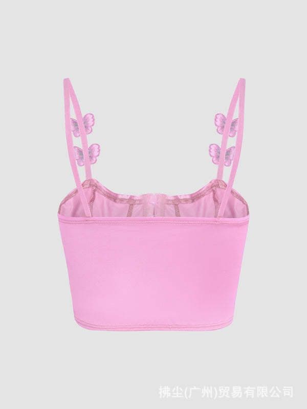 image-Pink Camisole Polo Collar Slim XL