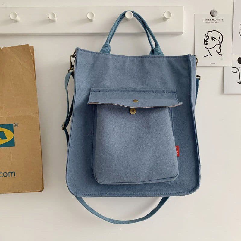 image-Canvas Khaki Corduroy Shoulder Bag - Vintage Square