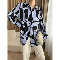 image-Sinan Loose Drape Shirt - Blue/Black Contrast Temperament