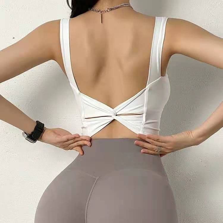 image-Womens Yoga Sports Vest Bra Rose Powder Back Shockproof Running Fitness