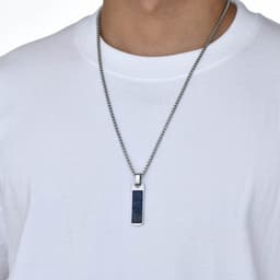 image-Men's Stainless Steel Lapis Lazuli Pendant