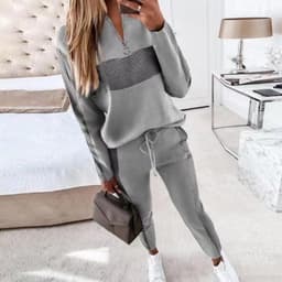 image-2022 spring and autumn new cross-border European and American popular women's gray splicing suit