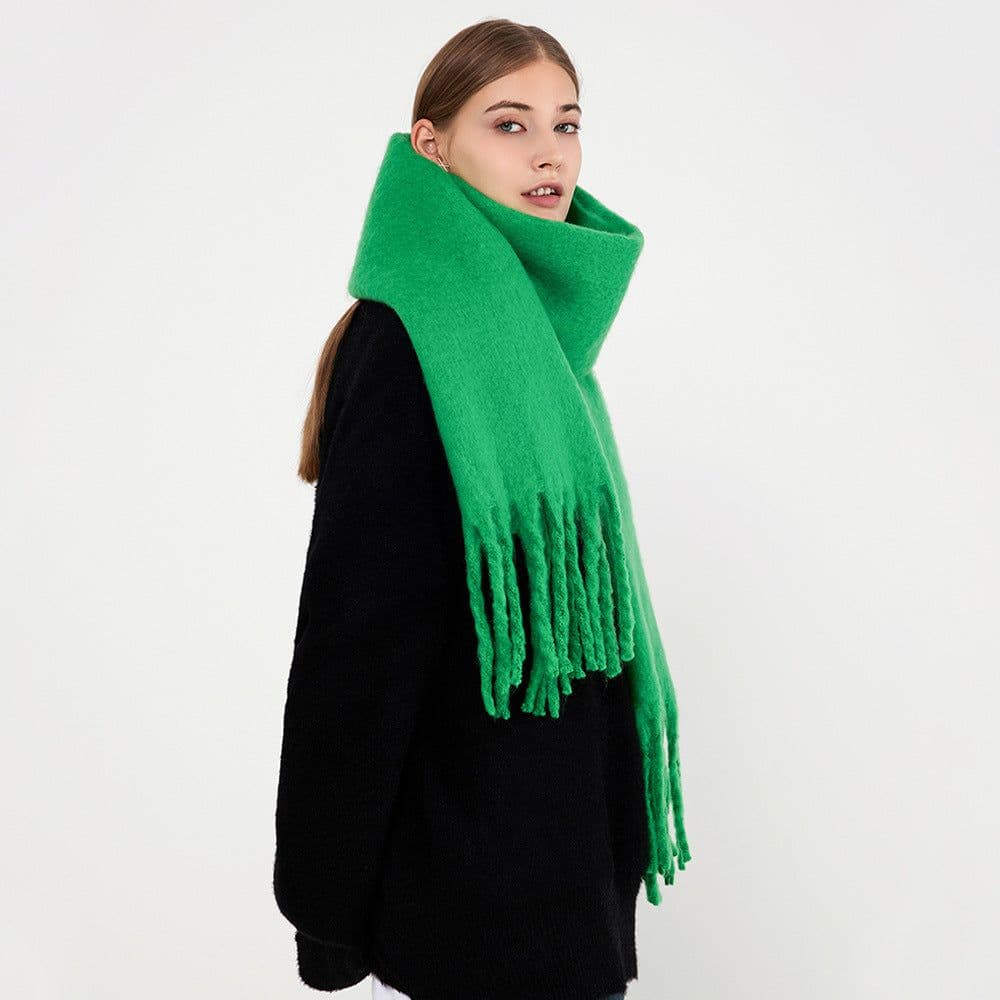 image-GINES LILY 28-Color Cashmere Scarf - Army Green, 43x225cm Warm