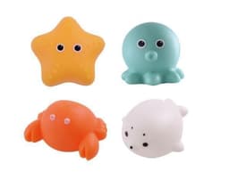 image-Cross-border induction light-emitting animal floating water light net fishing fish play water toy children's baby bath vinyl toy