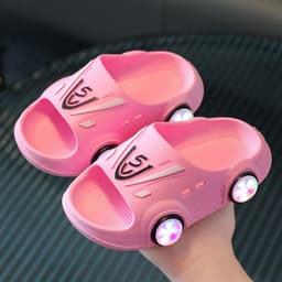 image-Kids' Cartoon Non-Slip Flip Flops - Pink Light Up, Size 36-37