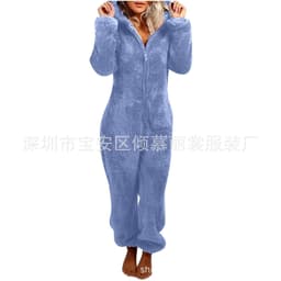image-Women's Hooded Jumpsuit Fleece - Light Purple 5XL