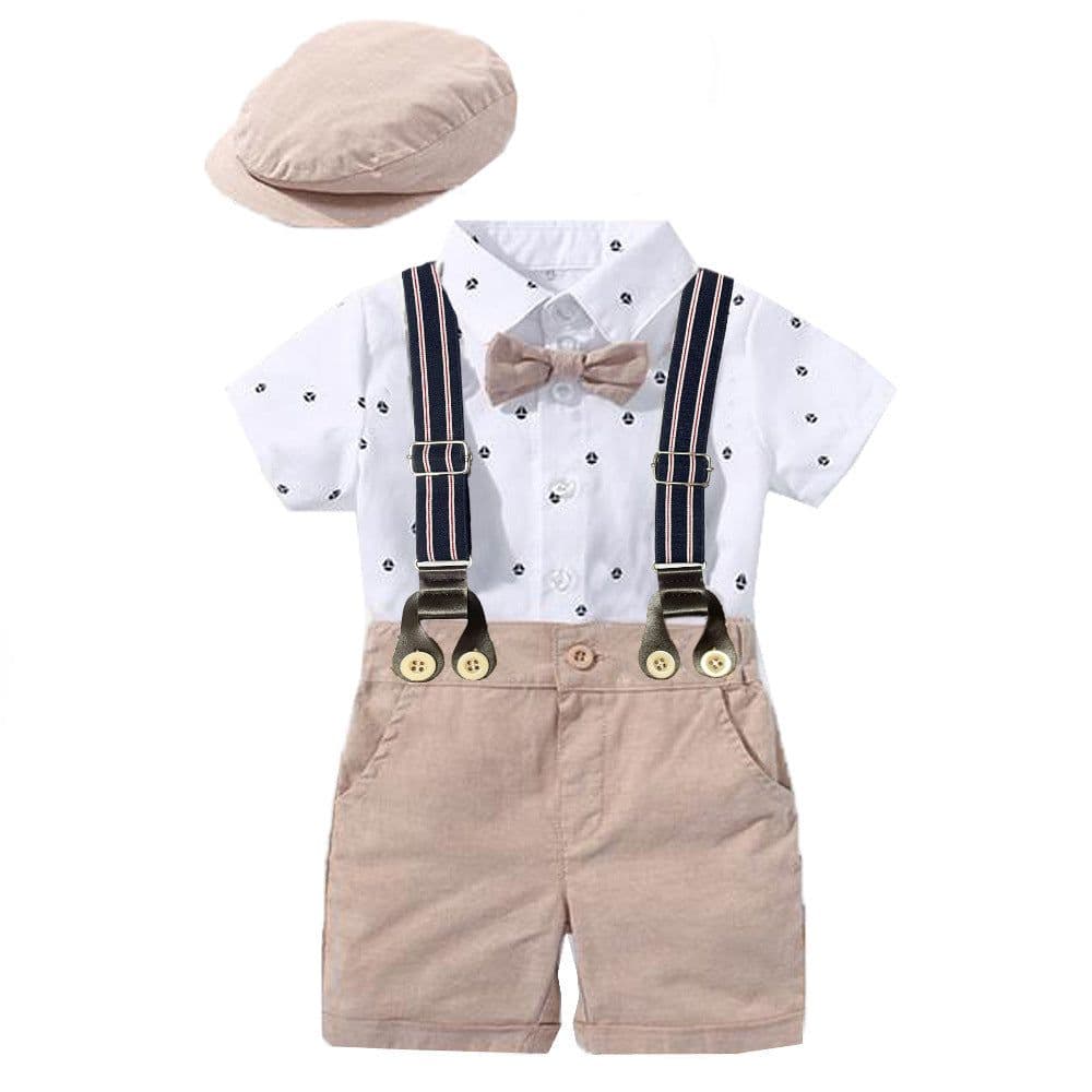 image-Summer Baby Boy Romper - White Triangle Print Tricot