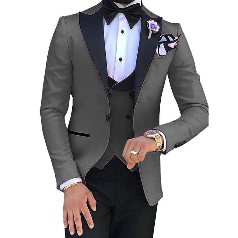 image-Cross-border Explosive Men's Suit Three-piece Suit Gun Barge Collar Wedding Suit Men's Suit One Drop Shipping Factory
