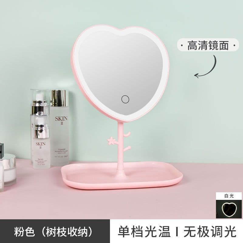 image-LED Folding Makeup Mirror - White Dimmable Portable Vanity Mirror for Home