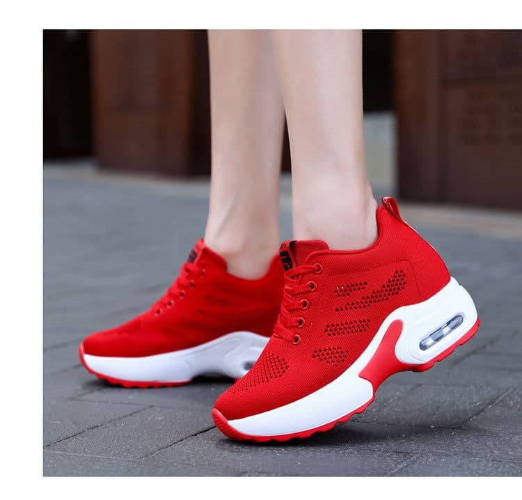 image-Shoe Factory Wholesale Spring Soft Bottom Mesh Surface Breathable Inner Increase Women's Shoes Sports Running Shoes Muffin Shoes Summer Casual Shoes