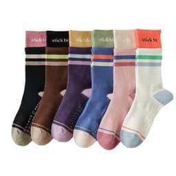 image-Women's Yoga Socks - Purple Cotton Mid-Tube Non-Slip
