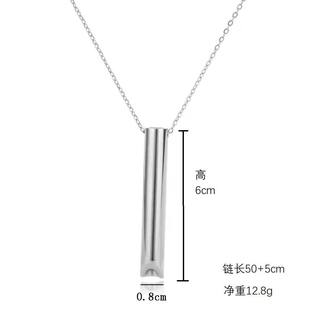 image-Mindfulness Titanium Steel Whistle Pendant Necklace - 41-50cm Adjustable
