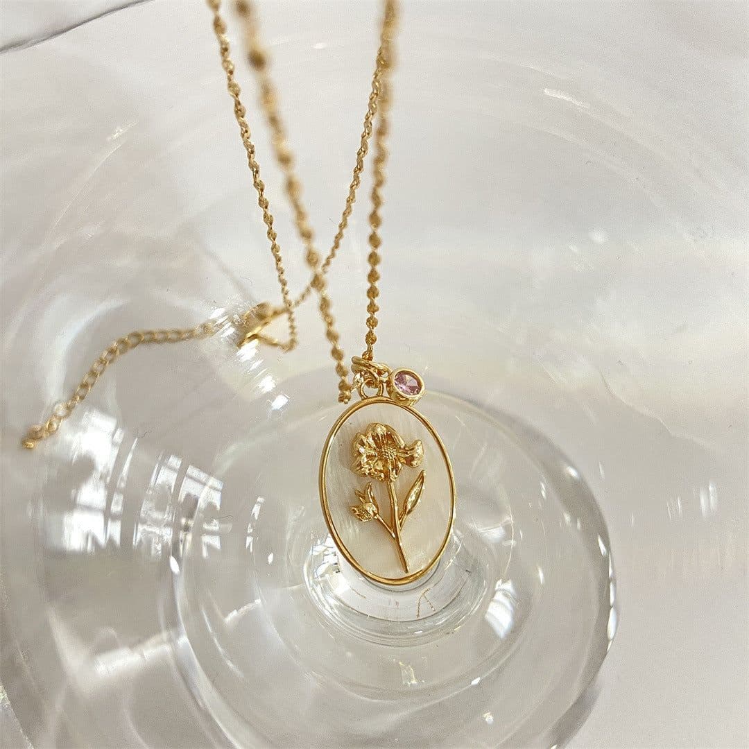 image-December Flower Necklace - Sunflower Copper Clavicle Chain 21-50cm