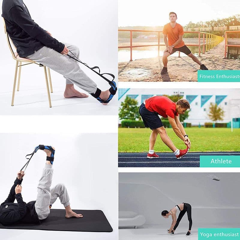 image-Yoga Stretching Belt - Black Polyester Fitness Aid