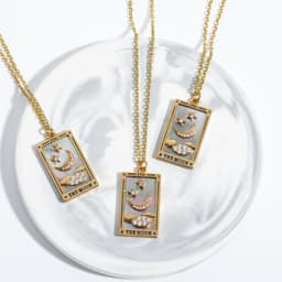 image-Electroplated real gold retro Tarot brand TAROT with drill dripping oil square brand necklace female ins high Zan Zan hot style
