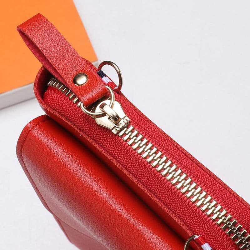image-Light Purple PU Leather Phone Bag - Korean Style