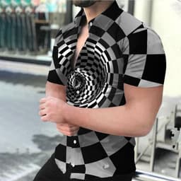 image-2022 new Amazon cross-border men's shirt 3D digital vortex short-sleeved shirt men's beach independent station shirt