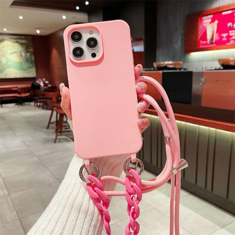 image-iPhone 14 Max Case - Grey TPU Messenger Chain