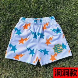image-New American style shorts casual shorts fitness men's muscle sports five-point pants trendy beach pants mesh breathable shorts