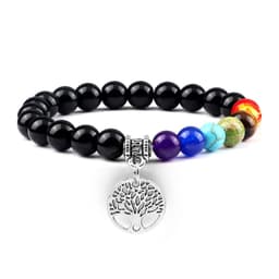 image-European and American cross-border foreign trade creative 8mm bead bracelet Volcanic lava hand string wooden beads alloy tree of life pendant