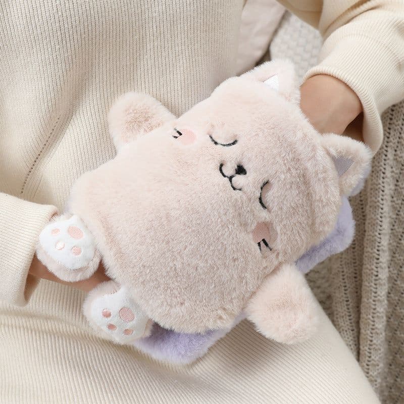 image-Purple Plush Hot Water Bottle 500ML - Removable Cover