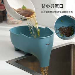 image-Yanyu Elephant Drain Basket Grey Plastic