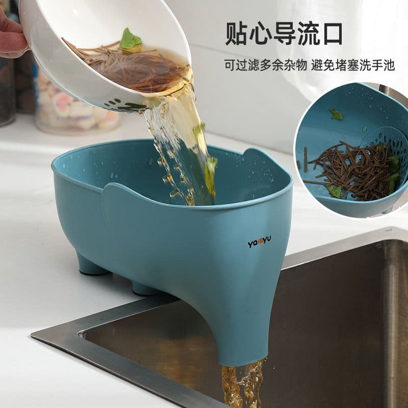 image-Yanyu Elephant Drain Basket Grey Plastic