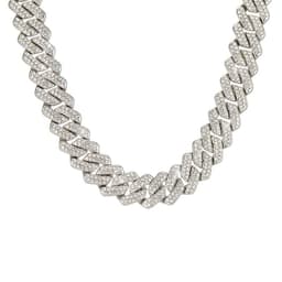 image-Box Buckle 14mm Bar Cuban Chain Cross-Border Explosive Fashion Light Luxury Domineering Full Diamond Alloy Necklace Cross-border Exclusive Supply
