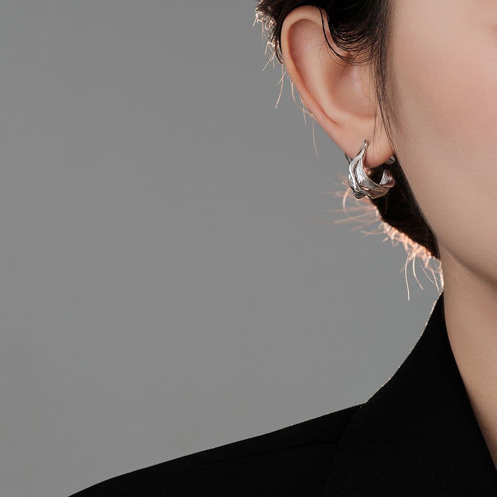 image-925 Sterling Silver Geometric Earrings - Gold Women's
