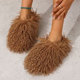 image-Women's Fur Slippers - Warm Home Cotton Slides