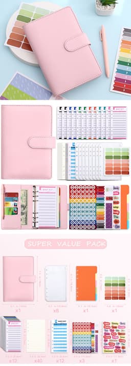 image-Macaron A6 Leather Notebook Budget Planner