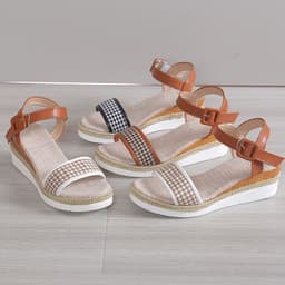 image-Strappy Sandals - Black Microfiber Size 42