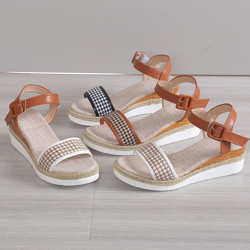 image-Strappy Sandals - Black Microfiber Size 42