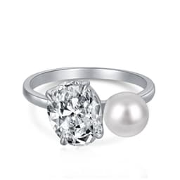 image-Cross-border new s925 silver ring female European and American fashion creative jewelry diamond zircon pearl ring manufacturers wholesale