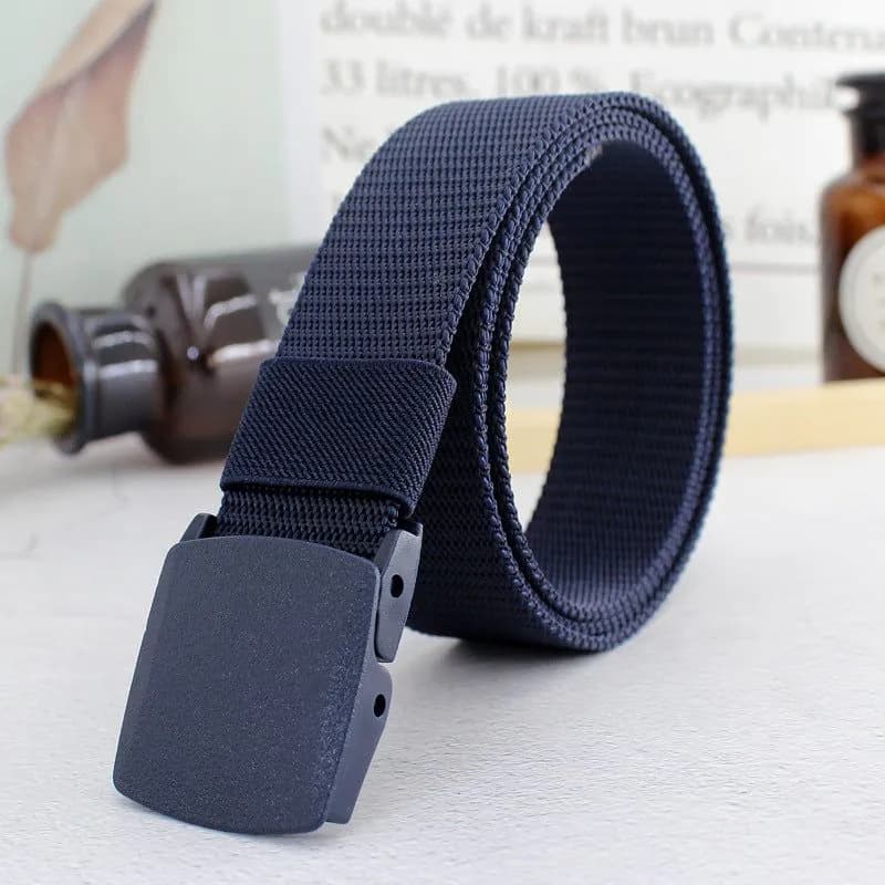 image-Plastic Automatic Buckle Canvas Jeans Belt Hypoallergenic