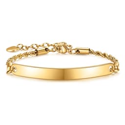 image-Trendy QUR Gold Stainless Steel Bracelet, Women's Curved Twist, Engrave Logo