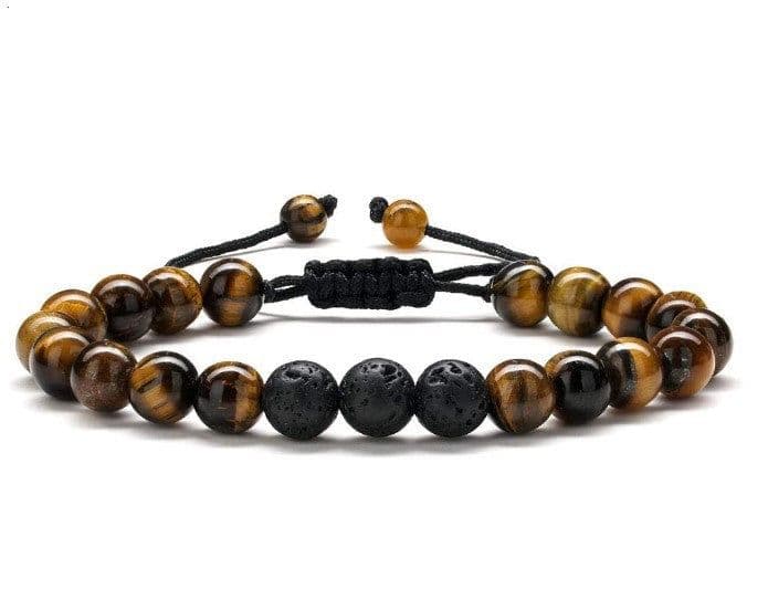 image-Cross-border Hot Selling Men's Bracelet Natural Tiger's Eye Braided Bracelet Essential Oil Aromatherapy Beads Amazon Hot Sale