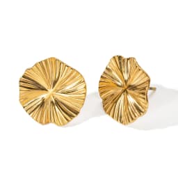 image-European and American ins style retro niche round pleated pattern veins gold earrings jewelry mosquito coil disc earrings wholesale