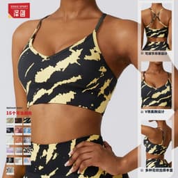 image-Zechuang Sports Bra - Leopard Yellow Seamless