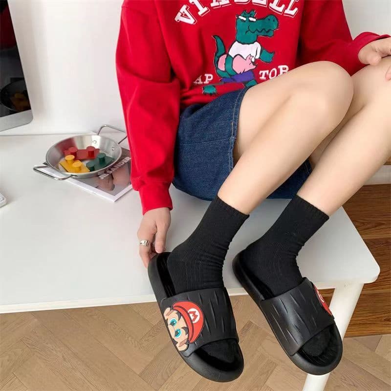 image-Summer Cartoon PVC Slippers for Women - Thick Sole One Size