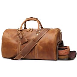 image-Men's Crazy Horse Leather Messenger Bag Cross Border Travel Satchel Dark Brown