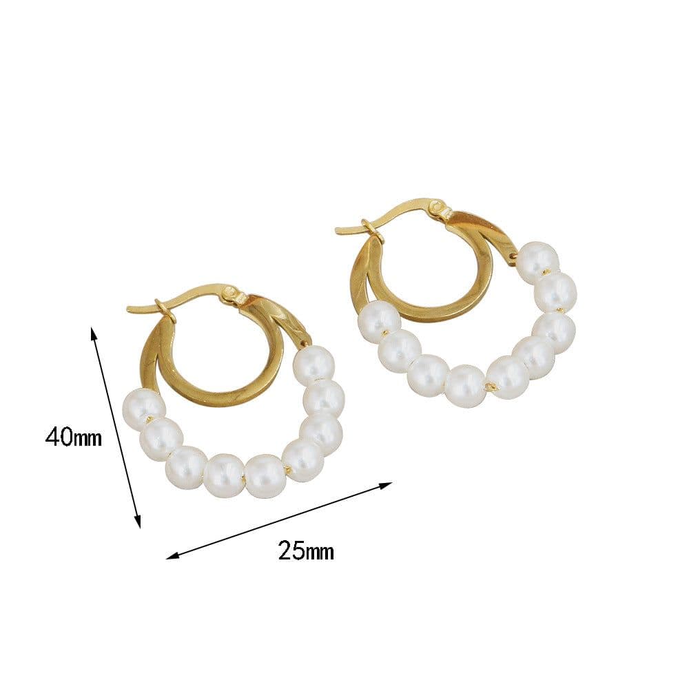 image-Baroque Pearl Earrings - Gold Plated Stainless Steel
