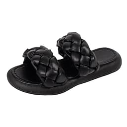 image-Women's 2021 Summer Beach Sandals - Thick Bottom Roman Style - Black PU